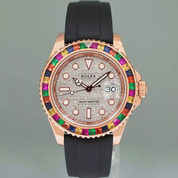 MINT ROLEX RAINBOW DIAMOND DIAL YACHT MASTER WATCH